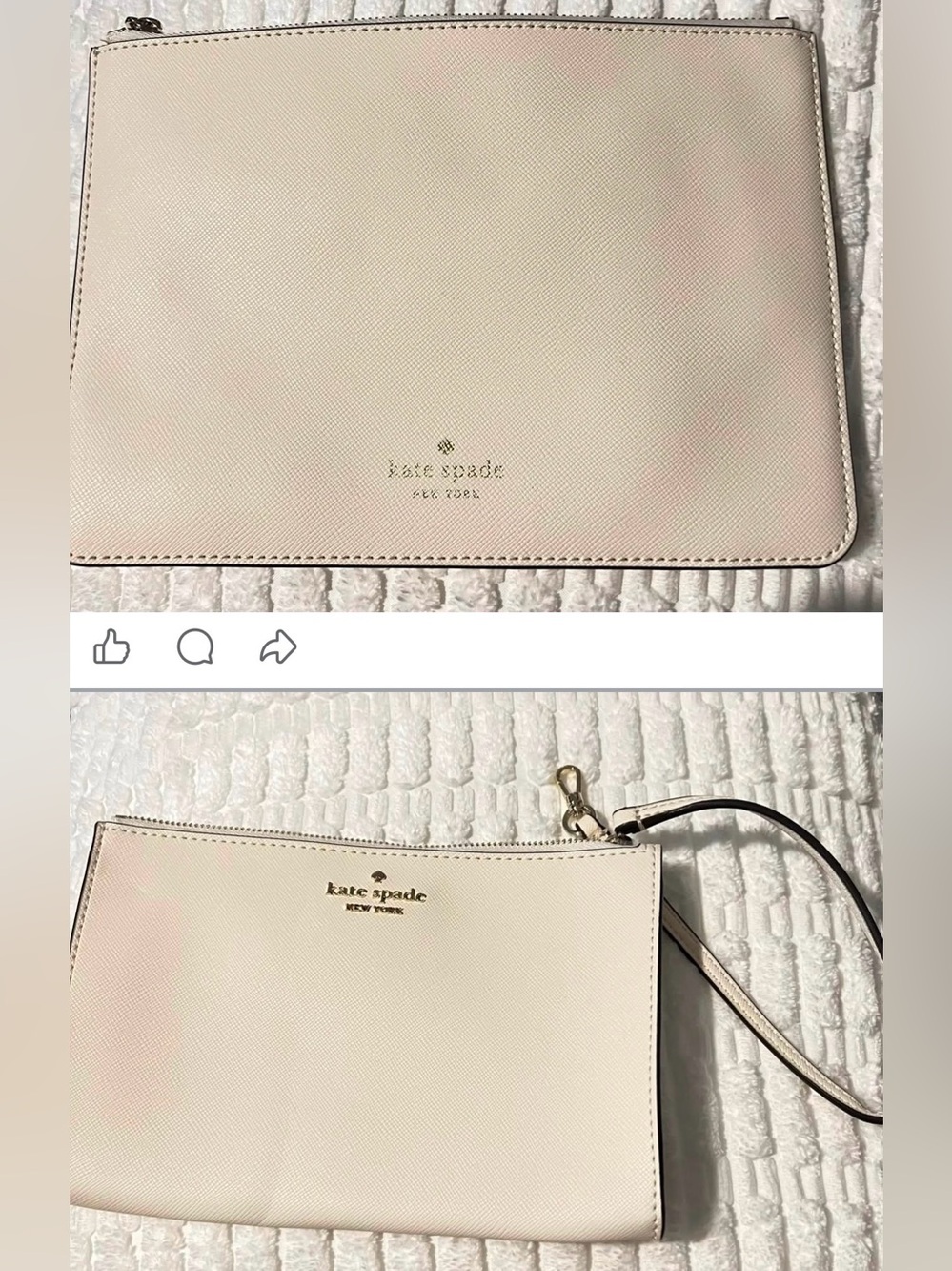 NEW W/O TAGS KATE SPADE WRISTLET AND SMALL BAG, IVORY. Bin 1